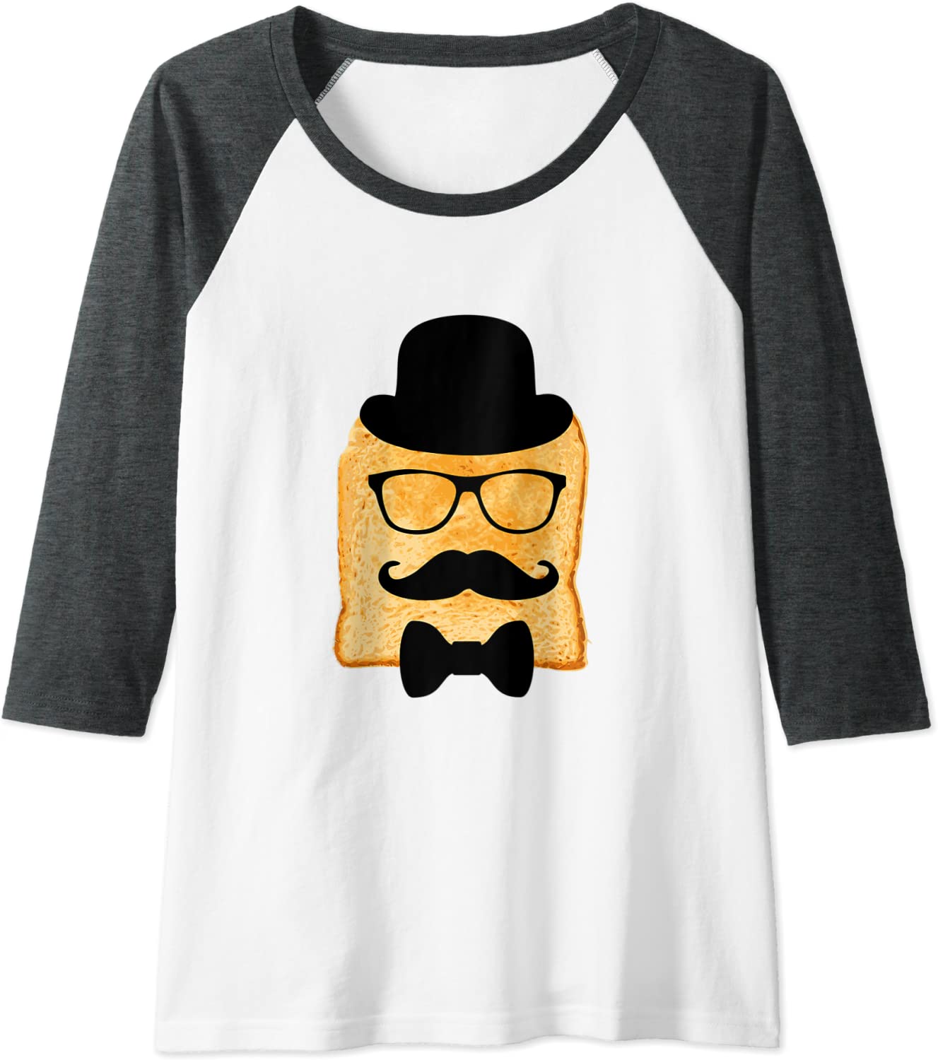 Amazon.com: Disguised Toast Funny Black Mustache Hat Bow Tie Gift Shirt Raglan Baseball Tee : Ropa, Zapatos y Joyería