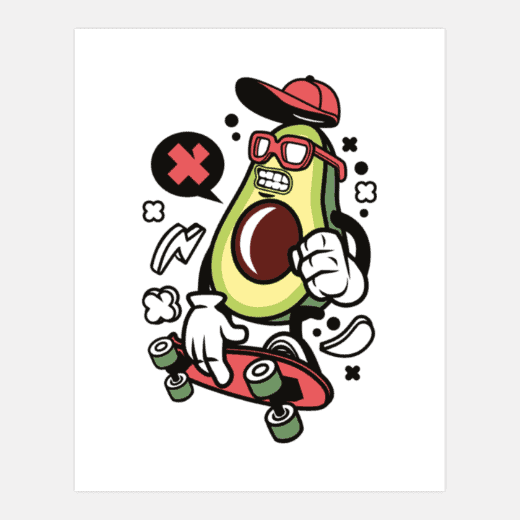 Avocado Skater Art Prints 